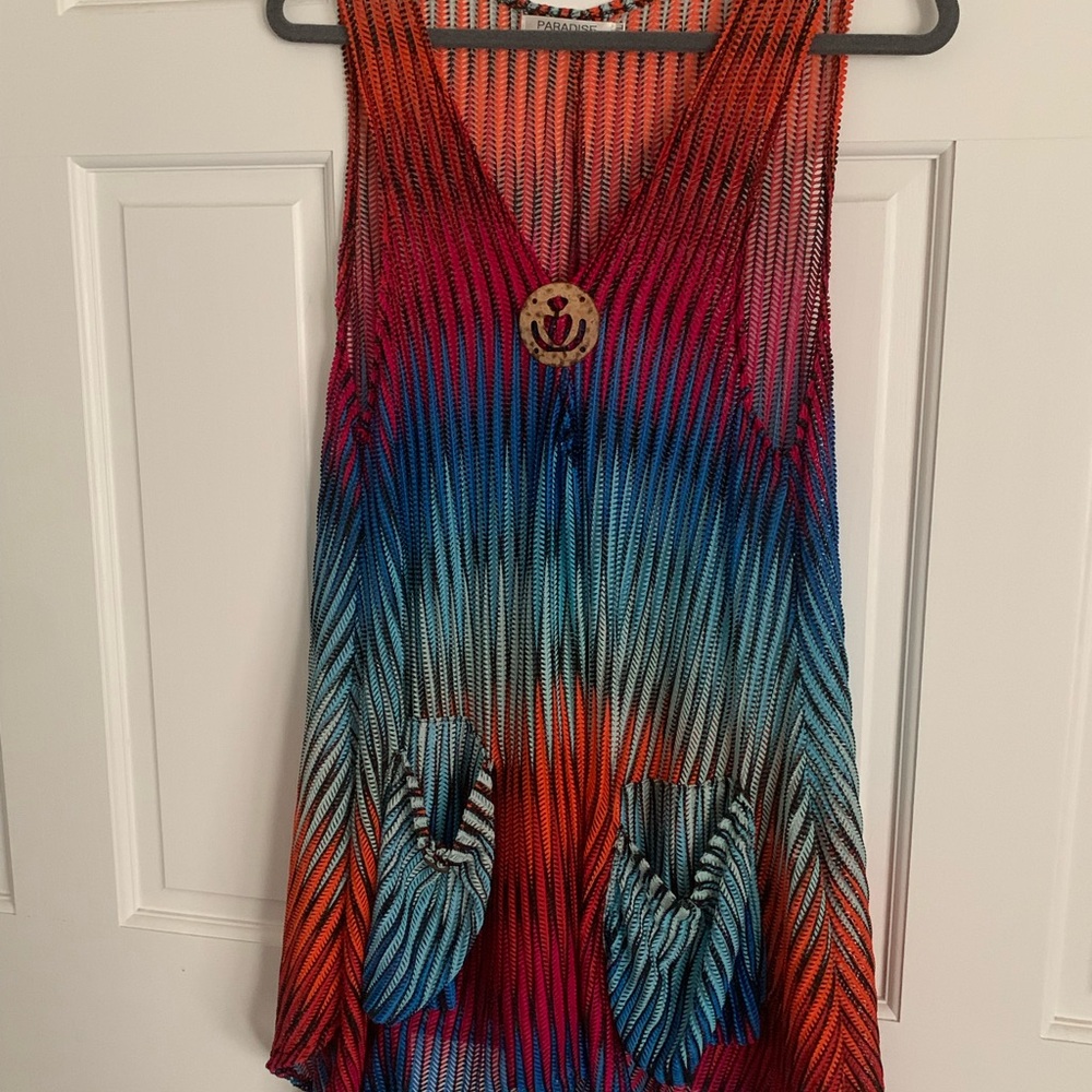 Multicolor Sleeveless Swim Coverup